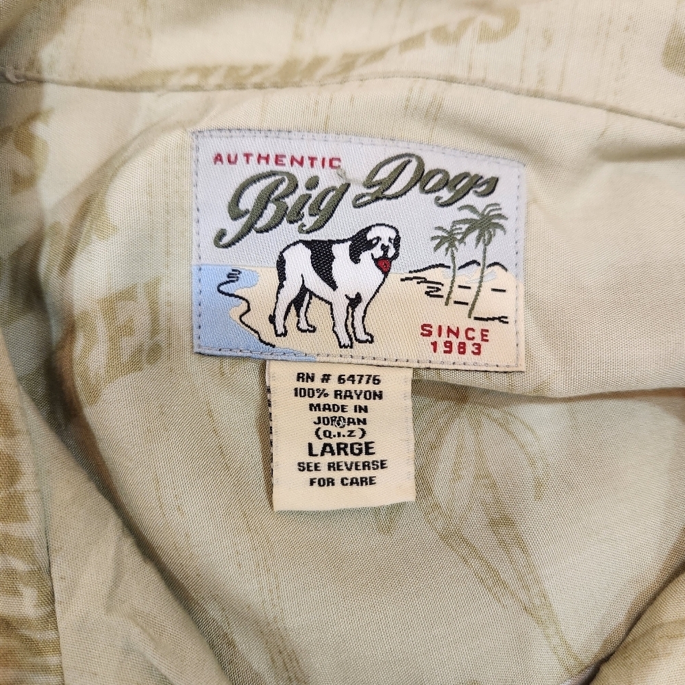 Big Dogs Hawaiian Button Up Shirt Mens L It's 5 O'Clock Somewhere Rayon AOP - Picture 5 of 11